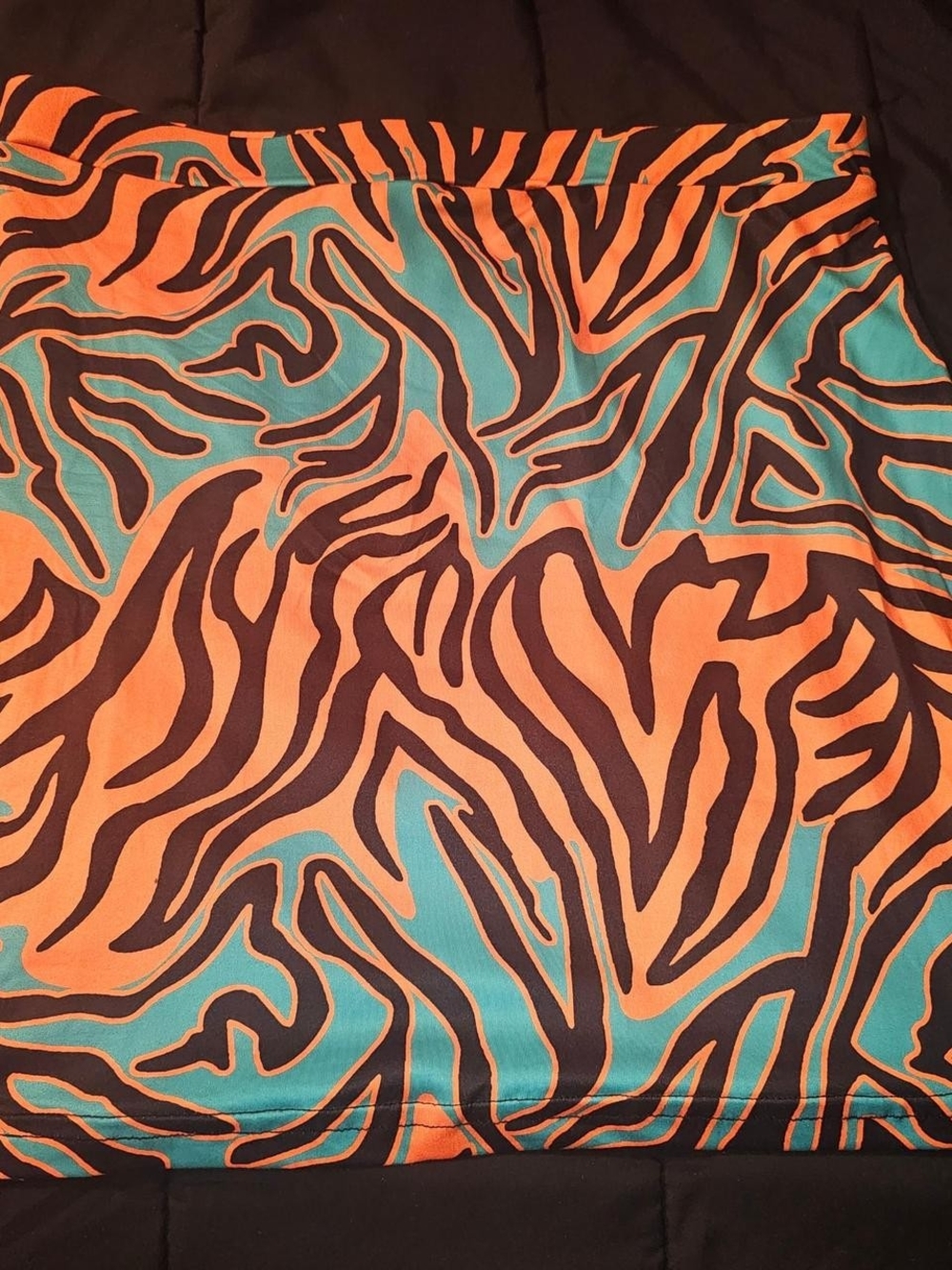SHEIN Orange, Teal & Black Zebra Print Mini Skirt